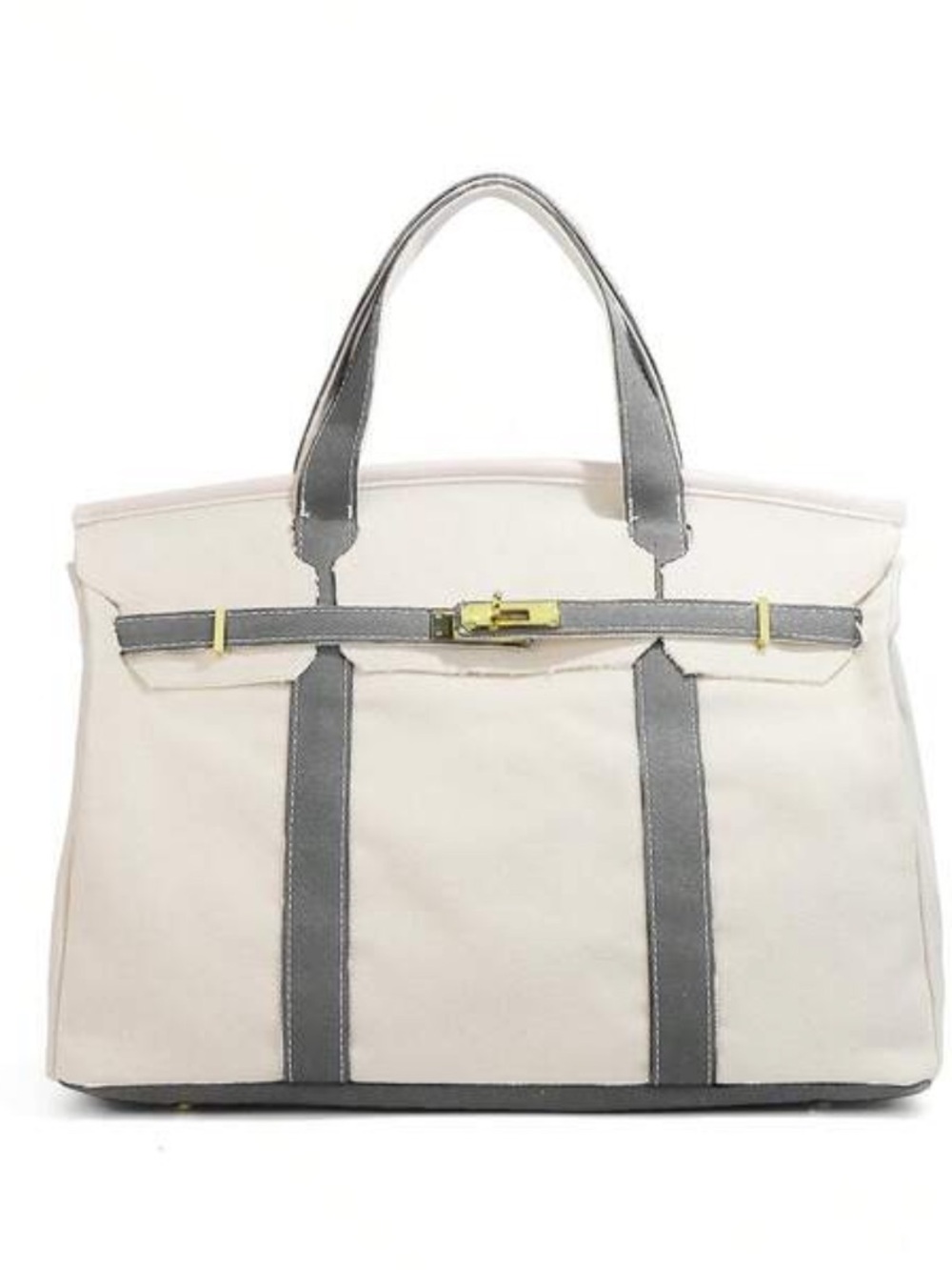 Boatkin Canvas Tote Bag with Gray Trim